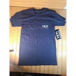 Yeti Coolers Blue Pocket Tee T Shirt "Built For The Wild" Men's Size SMALL